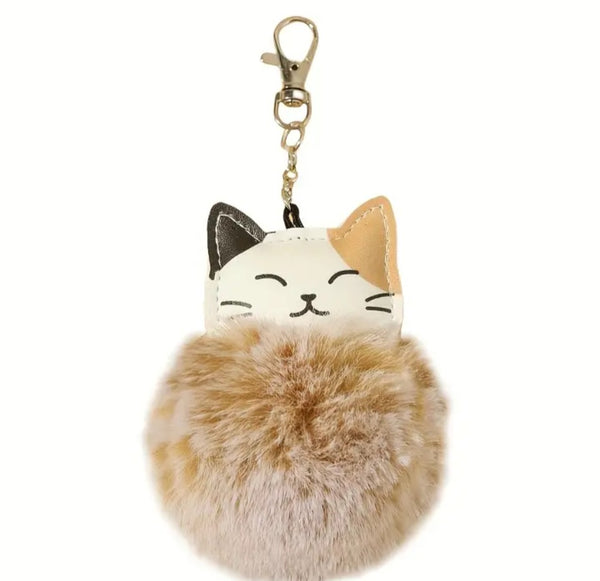 Cute Cat Pom Pom Key Chain