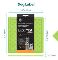 LickiMat - Large Buddy - Green  Authentic LickiMat® Boredom Buster for Dogs and Cats. Perfect for Pet Treats, Yogurt, Peanut Butter, Spreads, Raw Food, Liquid Food, Pet Food.  Slow Feeder, Healthy and Fun Alternative to a Slow Feed Bowl. Available in a Variety of Colours.  REDUCES ANXIETY, BOREDOM AND DESTRUCTIVE BEHAVIOUR 