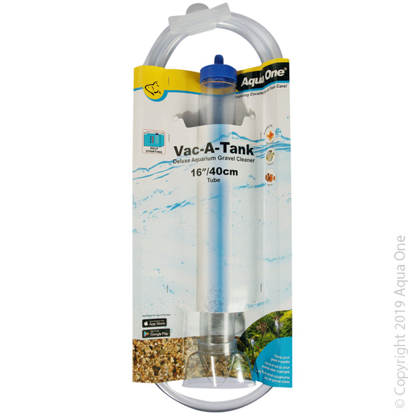 Aqua One Gravel Cleaner - 16 inch  Aqua One Vac A Tank gravel cleaner makes aquarium maintenance easy for you and great for your fish!  Features & Benefits:  Cleans your gravel of waste Use as an aid to your essential water changes Low flow for aquariums and all gravel sizes
