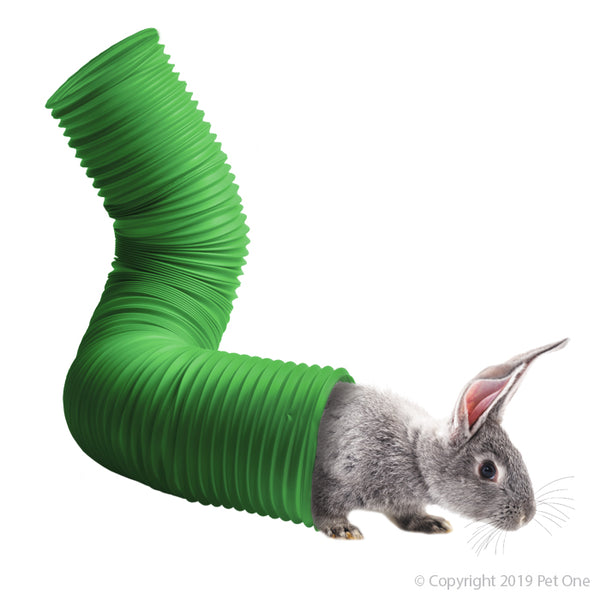 Tunnel Rabbit Burrow 20cm Dia X 80cm L Green. Fun exercise for your pet • Extendable and formable • Easy to clean and hygienic • Suitable for indoor and outdoor use • 20cm in diameter and 80cm when fully extended • Made from non – toxic plastic  Suitable for: Rabbits