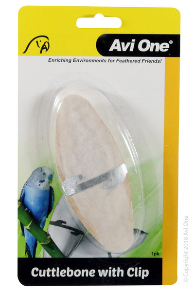 Cuttlebone With Clip. Features & Benefits:  Aids in naturally trimming your birds beak. Provides a great source of calcium. Helps reduce stress and boredom Suitable for: Birds