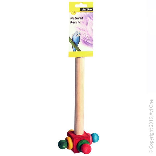 Perch Wooden With Rotating End 24.5Cm. Avi One Bird Toys and Accessories are designed to keep your avian pet entertained while helping to relieve possible destructive boredom. Create different activities for your bird by introducing a variety of toys and accessories such as bells, mirrors, ladders and swinging perches.