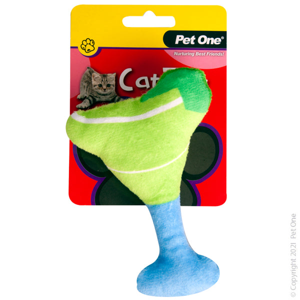 13.5CM Plush Green Meowtini Cat Toy. Pet One Pet Toys provide endless hours of entertainment along with physical and mental stimulation for your pet.  Featuring various textures, shapes and noises, each toy will retain your pets’ scent and keep them coming back to snuggle and play.