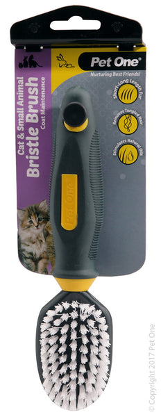 Cat & Small Animal Soft Bristle Brush. Extra soft and gentle bristles Removes lightly tangled fur Stimulates and massages skin Pet One’s Bristle Brush spreads natural oils throughout your animal’s coat. Natural oils repel excess dirt Promotes a smooth & healthy coat Suitable for: Cats & Small Animals with Short & Medium Hair