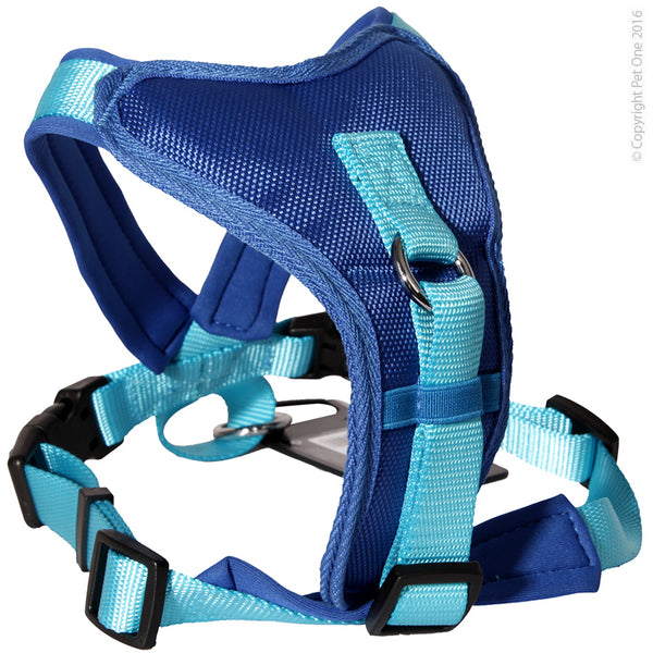 Pet One Harness - Comfy 64 - 78cm Padded 25mm Black Red  Pet One Comfy Lead and Harness range provides durability, comfort and style for your pet.  Pet One has an extensive range of Leads and Harnesses available. You are sure to find an accessory to suit the breed and personality of your pet, and ensure they strut their stuff in style!