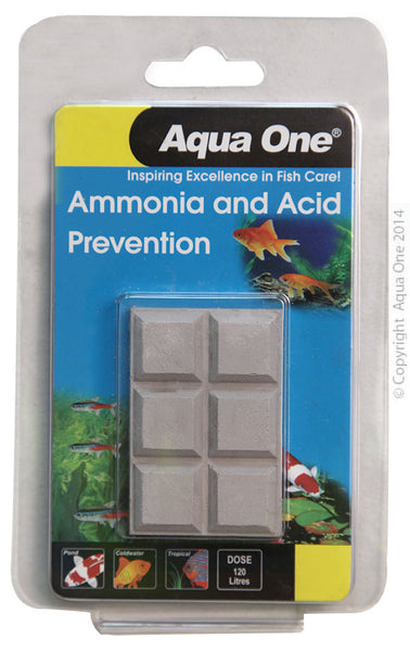 Aqua One AAA+ Conditioning Block 20g. Aqua One AAA Plus Conditioning Blocks are specially formulated to prevent the build-up of ammonia and acid in the water. It has a slow release of minerals which helps stabilise the pH of the water.
