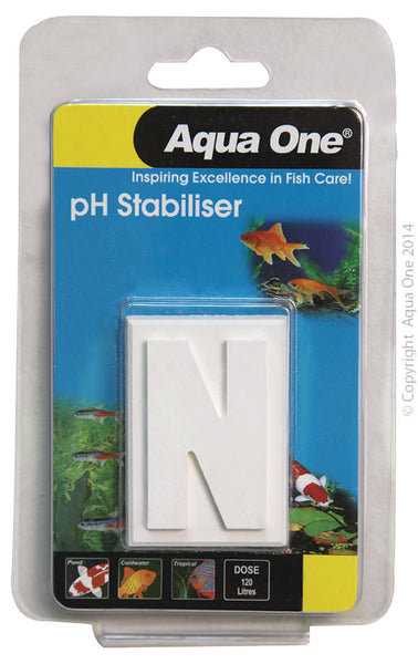Aqua One pH Stabiliser Conditioning Block 20g  Aqua One pH Stabiliser Conditioning assists with maintaining a stable pH level within your aquarium. Each block treats up to 120L and takes on average 3 days to dissolve.