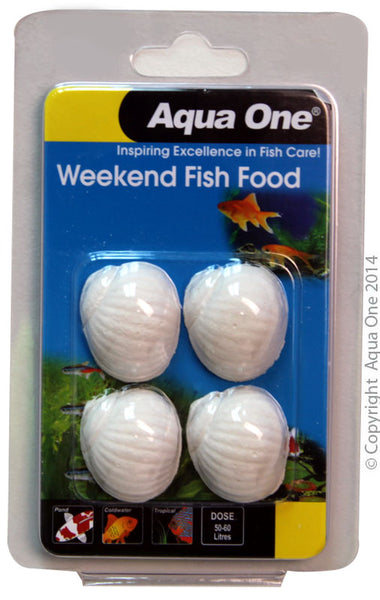 Aqua One - Weekend Fish Food Block 20g  Aqua One Weekend Fish Food Blocks allows your fish to feed while you are away for a short period.  Specifications: 20g  Suitable For: Coldwater & Freshwater Tropical