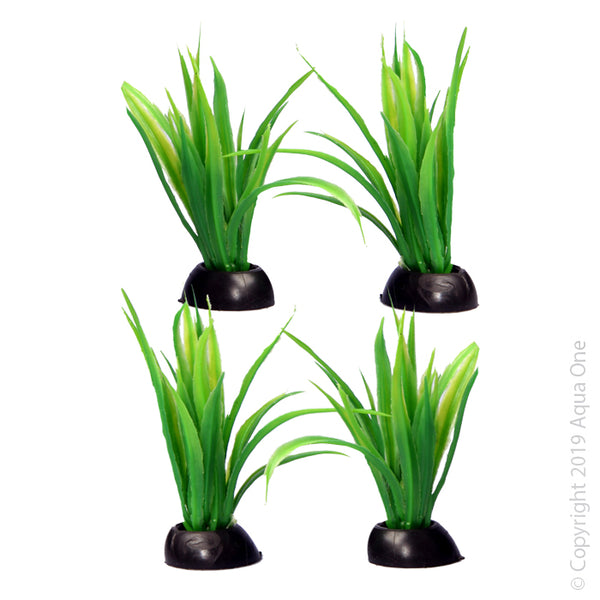 Ecoscape Foreground Green Lilaeopsis Pack of 4. Specifications: 8cm tall.  Features & Benefits:  Rearrange your artificial plants within the aquarium at any time. Does not require special lighting, supplements or pruning. Safe to use with destructive fish such as Cichlids. When adding additional artificial plants to the aquarium there is no risk of introducing foreign pests or parasites. Artificial Plants do not decay and will hold their shape longer than live plants.