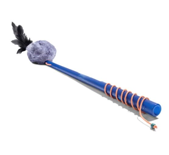 ZEE CAT WAND - JUPITER  The Jupiter Wand Cat Toy has two scratch safe play modes. Dangle the pom-pom with feathers and bells off the wand to get your cat jumping in every direction or  keep the pom-pom close to the wand for more controlled play.  Two ways to play in a scratch safe manner Pom-pom with feathers and bells act as the perfect bait for a game of catch. Dangle the pompom off the wand or keep it close to the wand for more control www.animaladdiction.co.nz  Facebook: Animal Addiction Pet Supplies.  