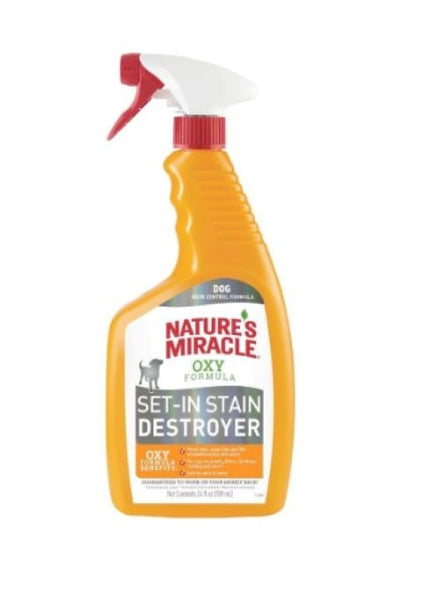 NATURES MIRACLE OXY SET-IN STAIN DESTROYER 709ML. www.animaladdiction.co.nz. cat, dog, puppy, kitten, rabbit, rat, mouse, guinea pig supplies, collars, toys, harnesses, food, treats and more.