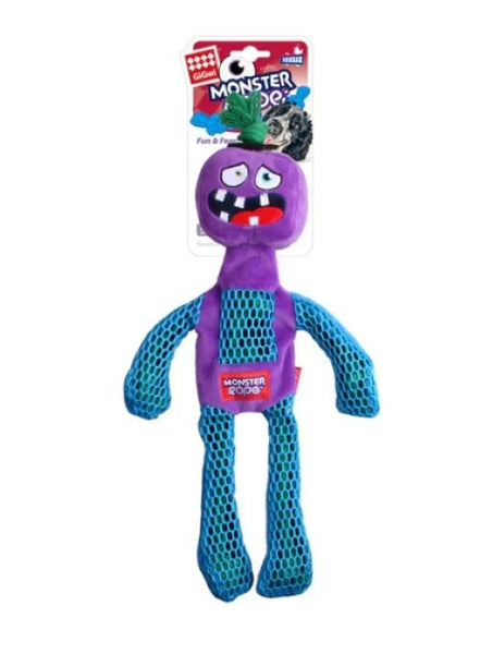 GIGWI MONSTER ROPE TOY PURPLE  The GiGwi Monster Rope is specially designed for maximum interactive fun between you and your dog. Featuring an internal knotted rope structure for added strength, this dog toy has a fun and colourful design.   Colour: Purple and blue with green rope.  Approx. length 41 cm  www.animaladdiction.co.nz