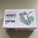 Organic Native Neem Natural Soap Bar 100g - Natural. Nativeneem soap offers the ancient healing properties of Neem combined with the aesthetics of a delicately handcrafted soap. Made only from natural ingredients, it is non drying and ideal as a regular soap for humans and pets. Made with certified organic raw cold pressed neem oil, Neem soap is great for sensitive, acne prone or oily skin, and is proven to help in healing eczema, psoriasis, rosacea and athlete's foot.