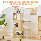 53" Tall Wooden Cat Tree Tower
