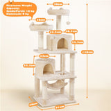 Multi-Level Cat Tree  Cat Tower with 2 Condos & 2 Perches & Scratching Posts