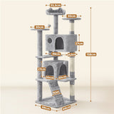 Cat Tree Condo Kitten Tree Tower w/ 2 Condos & 2 Dangling Balls & 3 Scratching Posts