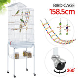 Rolling Metal Bird Cage with Detachable Stand Toys Included