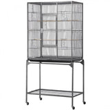 63’’H Large Parrot Cage w/ Stand Rolling Metal Pet Cage
