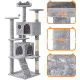 Cat Tree Condo Kitten Tree Tower w/ 2 Condos & 2 Dangling Balls & 3 Scratching Posts