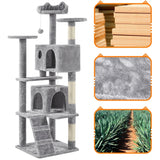 Cat Tree Condo Kitten Tree Tower w/ 2 Condos & 2 Dangling Balls & 3 Scratching Posts