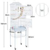 Rolling Metal Bird Cage with Detachable Stand Toys Included