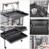 H68.5'' Play Top Parrot Cage Metal Rolling Bird Cage
