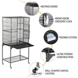 63’’H Large Parrot Cage w/ Stand Rolling Metal Pet Cage
