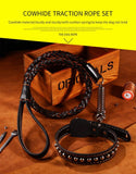 Leather Dog Collar And Leash Set
