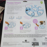 Nina Ottosson Puppy Smart Hide, Seek and Treat  9 hidden treat compartments  Puppies remove bones with their paws and nose to uncover treats  Helps reduce destructive behaviour by exercising your puppies mind  Skill Level 1