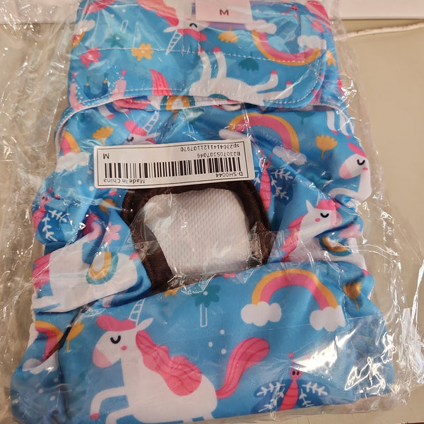 Blue Unicorn Print Reusable Pet Nappy, size M