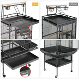 H68.5'' Play Top Parrot Cage Metal Rolling Bird Cage