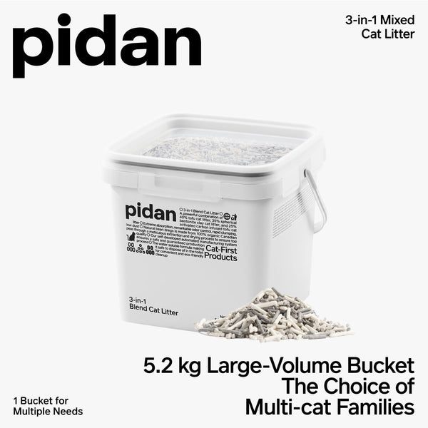 PIDAN 3-in-1 Blend Cat Litter (Tofu, Spherical Bentonite Clay,  Activated Carbon Infused Tofu)