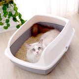 Cat Kitty Litter Tray with Scoop - Grey - L 56×42×24cm