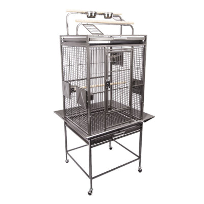 Avi One Parrot Cage - 242 With Play Pen Silver/Black 76.5x71.5x158cm