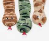 This trio of Desert Snakes critters is ready for some squeaking, tugging, and fetching fun! And with no stuffing, Skinny Peltz produce less mess if torn apart.

ZippyPaws Skinny Peltz are no-stuffing plush dog toys that provide hours of squeaking fun! This set includes 3 large Deserts Snakes Skinny Peltz. Each toy includes 3 round squeakers.

Multi-pack: includes 3 snake toys
Squeaker: 3 round squeakers in each snake
Each toy size: 45 x 10cm