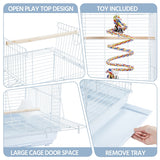 Open Top Travel Bird Cage with Open Play Top for Budgie Finch Green Cheek Canary