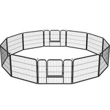 12 Panels Heavy Duty Dog Pen Pet Playpen Dog Exercise Barrier 80x60cm (WxH)