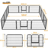 12 Panels Heavy Duty Dog Pen Pet Playpen Dog Exercise Barrier 80x60cm (WxH)