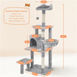Yaheetech 57" Tall Cat Tree — Deluxe Multi-Level Cat Tower with Condo, Basket, Scratching Posts