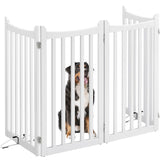 36″ Tall Freestanding Wooden Fence Four-Panel Pet Puppy Fence