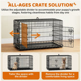 107 cm Dog Crate for w/ Divider Foldable Metal Wire Dog Cage Dog Kennel