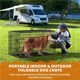 107 cm Dog Crate for w/ Divider Foldable Metal Wire Dog Cage Dog Kennel