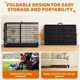 90 cm Dog Crate w/ Divider Foldable Metal Wire Dog Cage Kennel