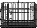 90 cm Dog Crate w/ Divider Foldable Metal Wire Dog Cage Kennel