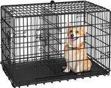 90 cm Dog Crate w/ Divider Foldable Metal Wire Dog Cage Kennel
