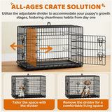 90 cm Dog Crate w/ Divider Foldable Metal Wire Dog Cage Kennel