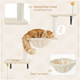 Yaheetech Wall-Mounted Cat Furniture — Cat Condo, Shelves, Basket & Scratching Post Set