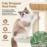 Yaheetech Compact Rattan Cat Condo — Cat Tree with Condo, Top Basket & Scratching Post