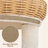 Yaheetech Compact Rattan Cat Condo — Cat Tree with Condo, Top Basket & Scratching Post