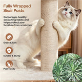 Yaheetech Rattan Cat Tree — Two-Tier Cat Tower with Woven Basket Perch, Condo & Dangling Ball Toy
